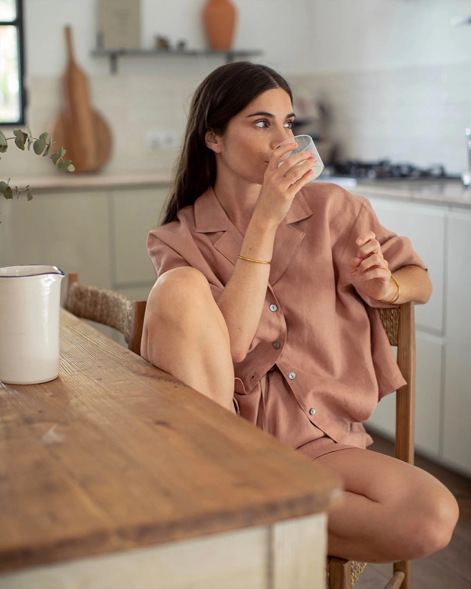 Linen lounge set PARGA in Ash rose