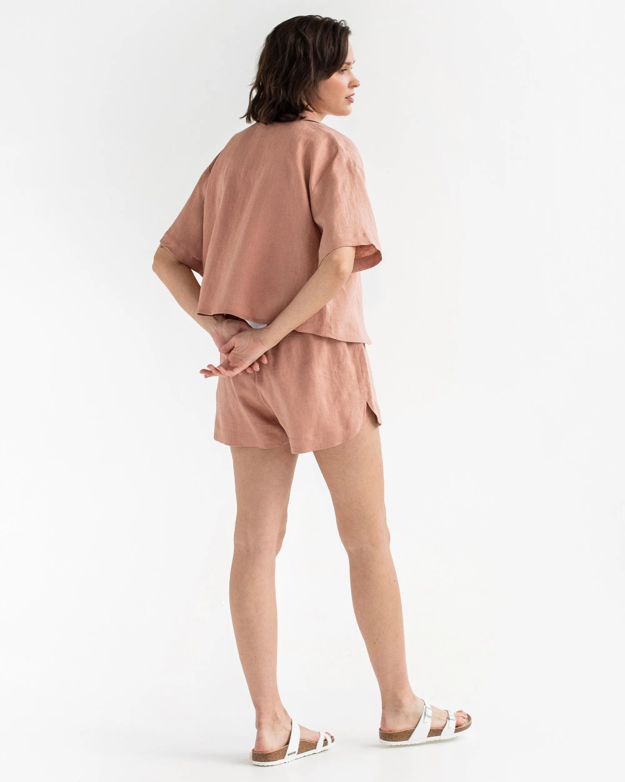 Linen lounge set PARGA in Ash rose