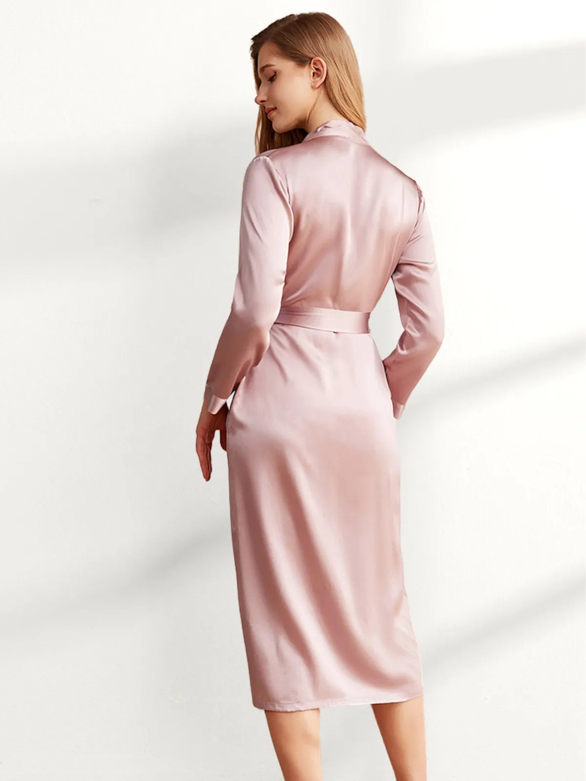 Long Pink Silk Robe