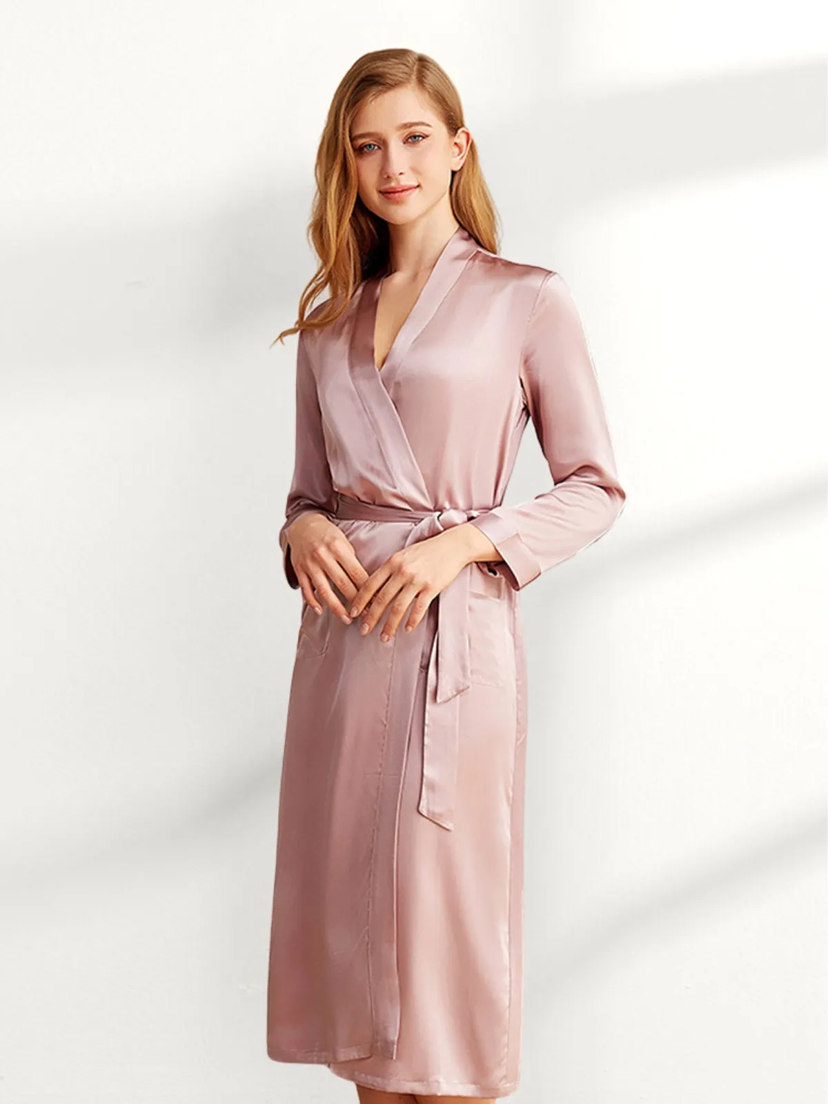 Long Pink Silk Robe