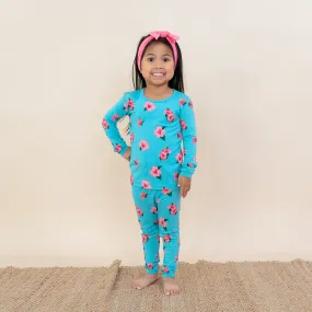 Long Sleeve Pajamas in Hibiscus