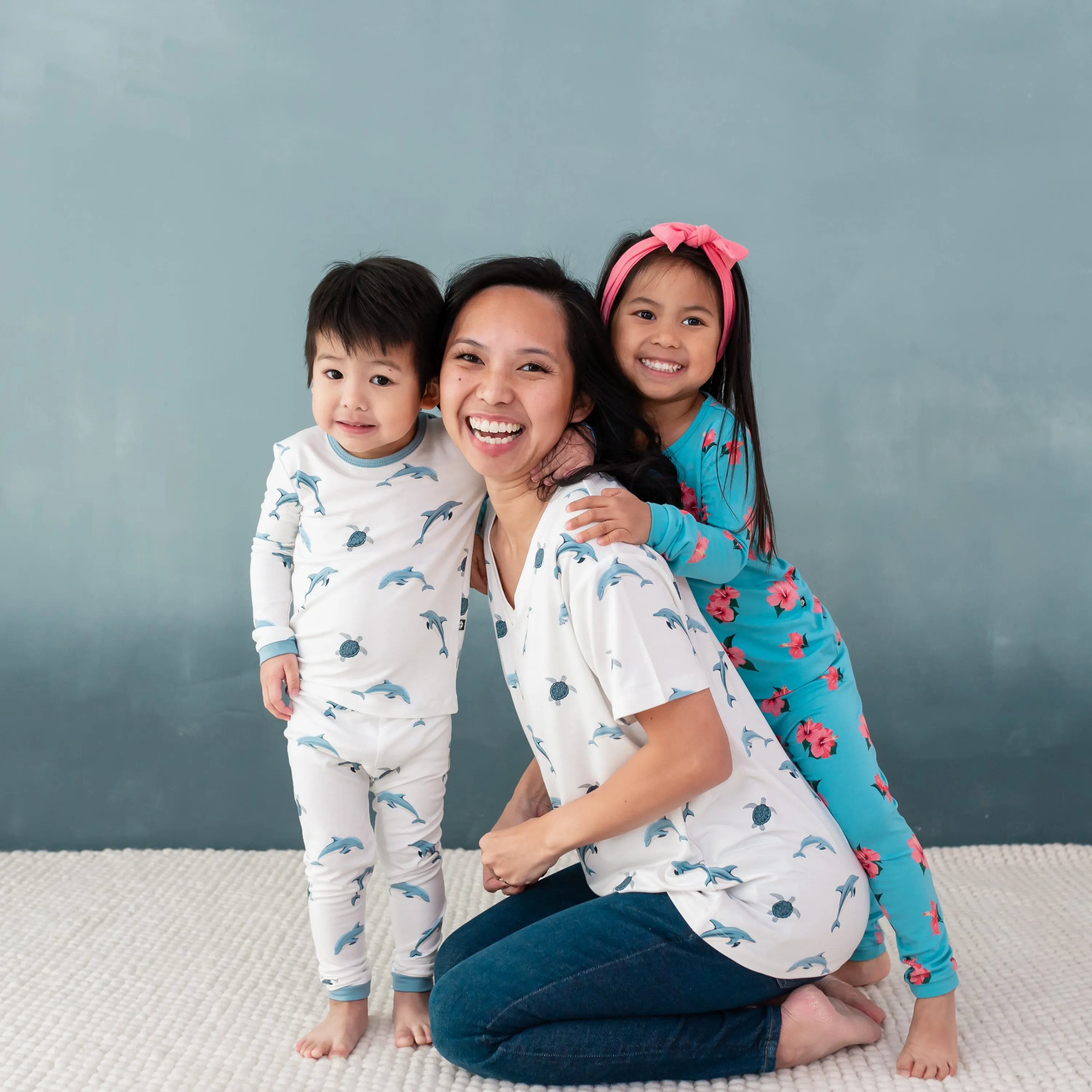 Long Sleeve Pajamas in Hibiscus