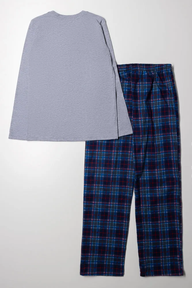 Long Sleeve Pyjamas Grey And Blue