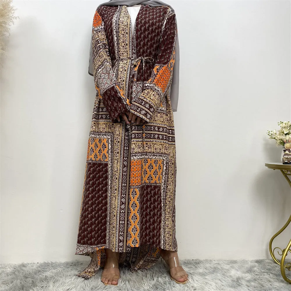 Loose Plus Size Paris Beads Retro Long Sleeve Robe