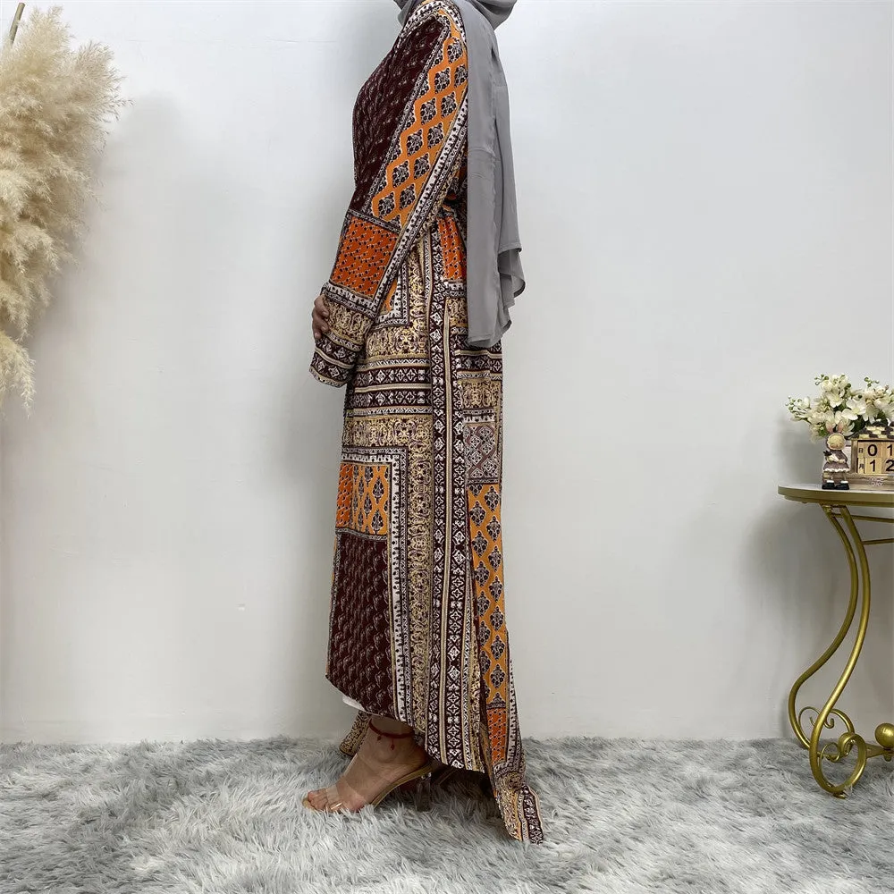 Loose Plus Size Paris Beads Retro Long Sleeve Robe