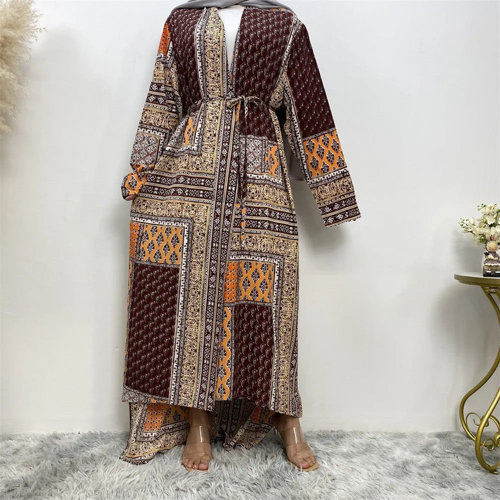 Loose Plus Size Paris Beads Retro Long Sleeve Robe