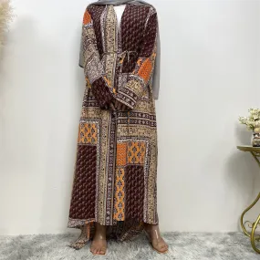 Loose Plus Size Paris Beads Retro Long Sleeve Robe