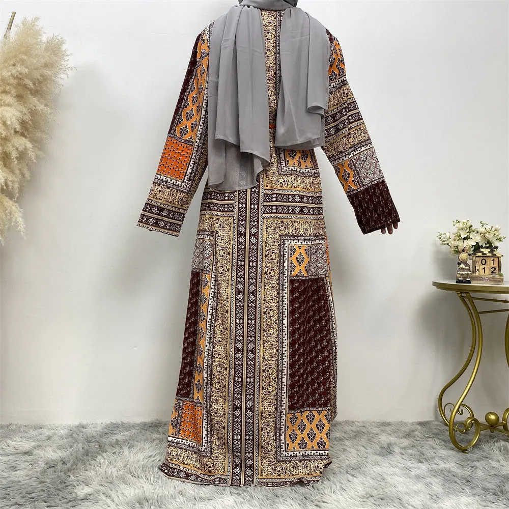 Loose Plus Size Paris Beads Retro Long Sleeve Robe