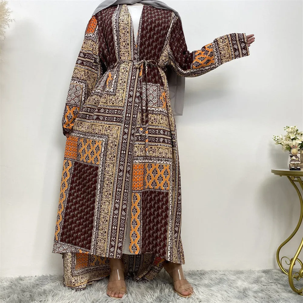 Loose Plus Size Paris Beads Retro Long Sleeve Robe