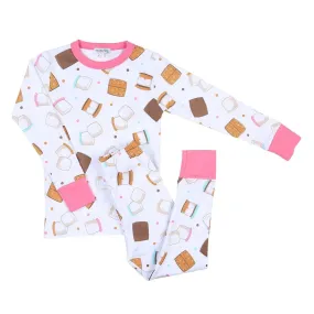 Magnolia Baby - Girls S'mores Long Pajamas - Pink