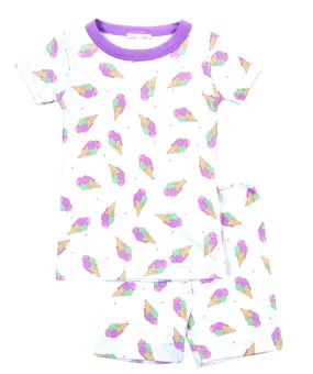 Magnolia Baby Little Girls Purple Tiny Ice Cream Cones Short Pajamas