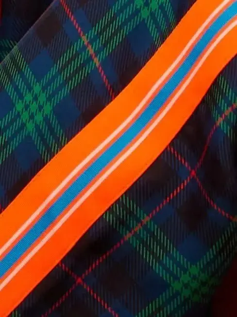Men's Blackwatch Tartan Silk Pajama Pants With Stripe