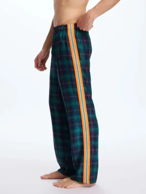 Men's Blackwatch Tartan Silk Pajama Pants With Stripe