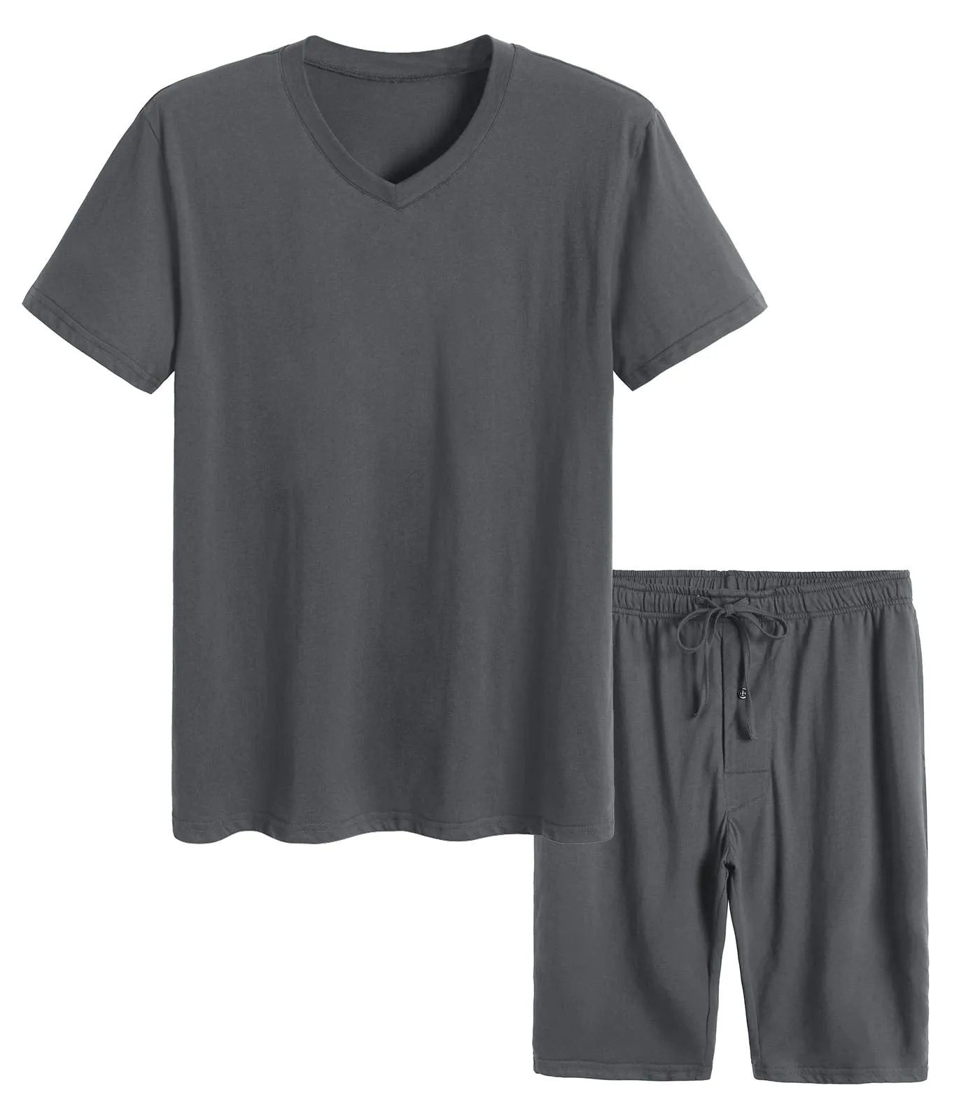 Men's Cotton Shirt with Shorts Pajama Set Knit Lounge Set