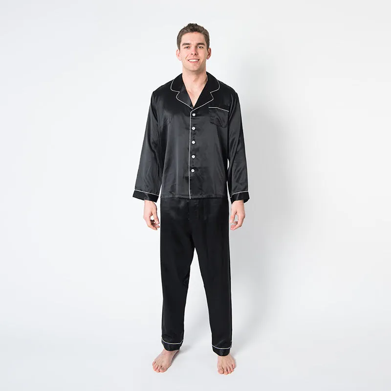 Men's Mulberry Silk Pajama Set Black