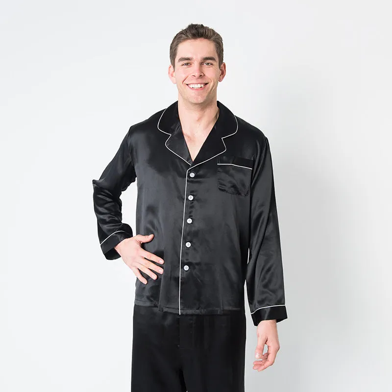 Men's Mulberry Silk Pajama Set Black
