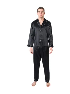 Men's Mulberry Silk Pajama Set Black