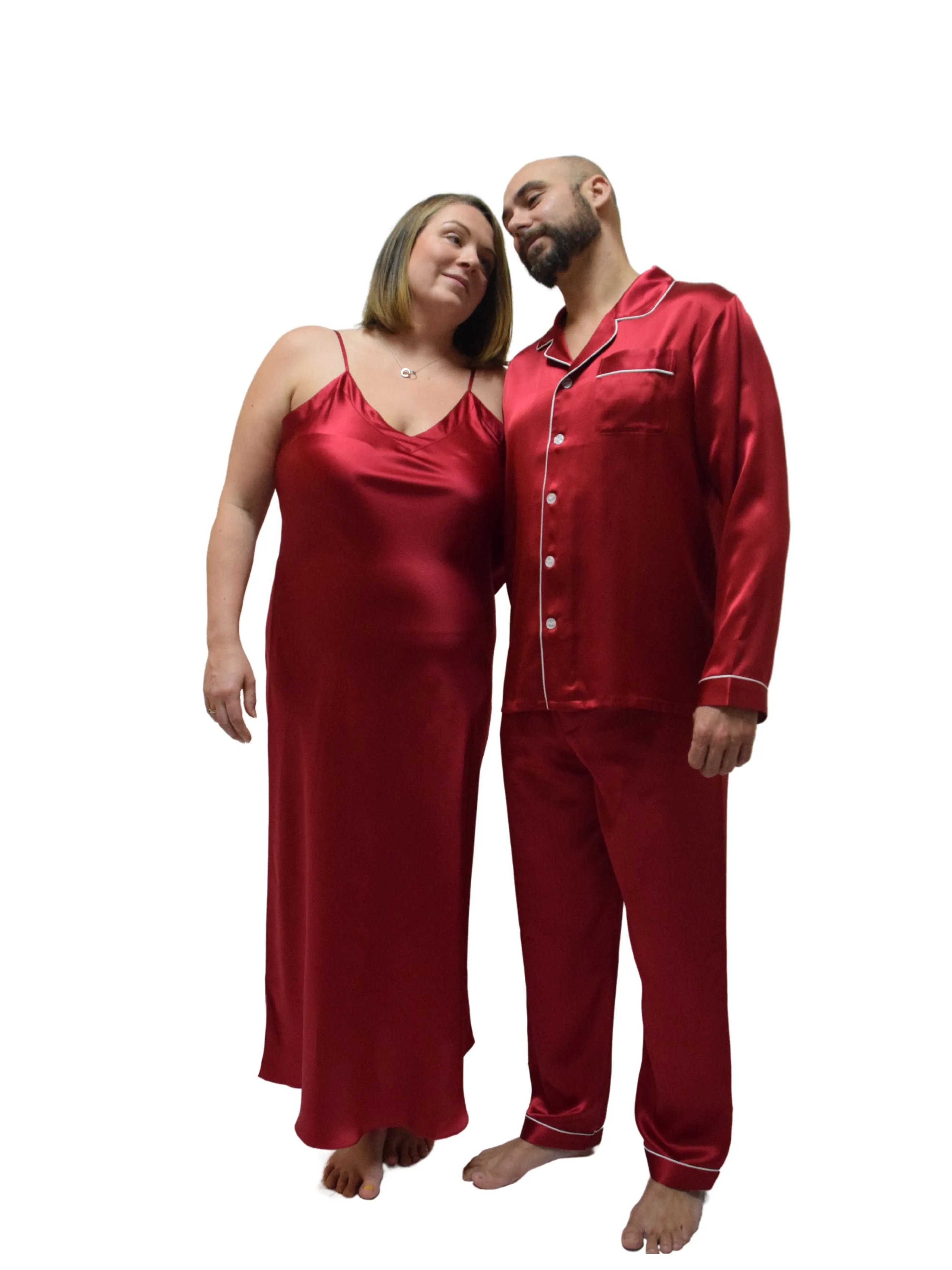 Men's Mulberry Silk Pajama Set Red