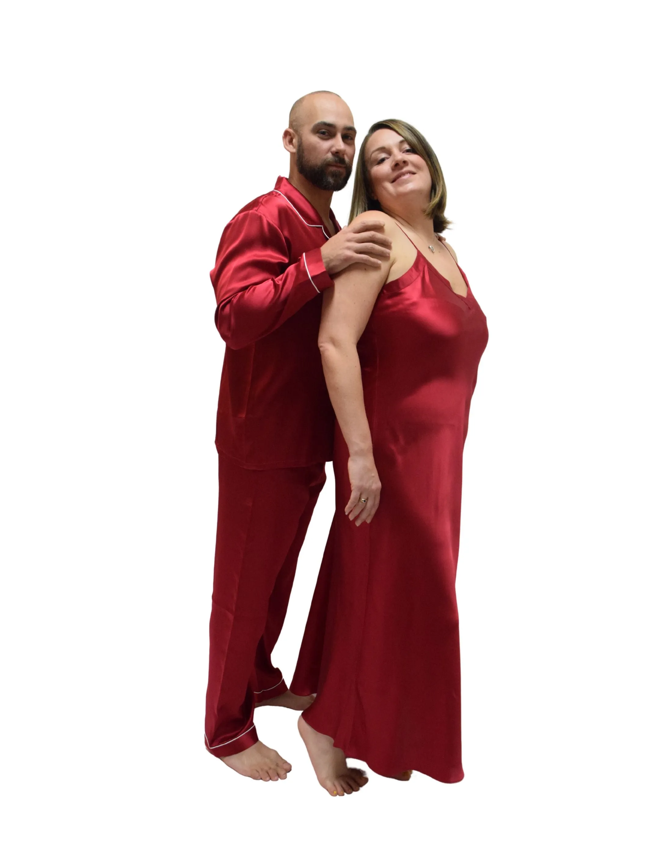 Men's Mulberry Silk Pajama Set Red