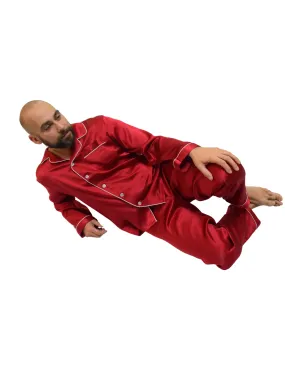 Men's Mulberry Silk Pajama Set Red