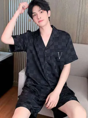 Men's Pajamas Men's Summer Pajamas Short-sleeved Shorts Loungewear Summer Pajamas Set for Spring, Summer   S3749403
