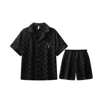 Men's Pajamas Men's Summer Pajamas Short-sleeved Shorts Loungewear Summer Pajamas Set for Spring, Summer   S3749403