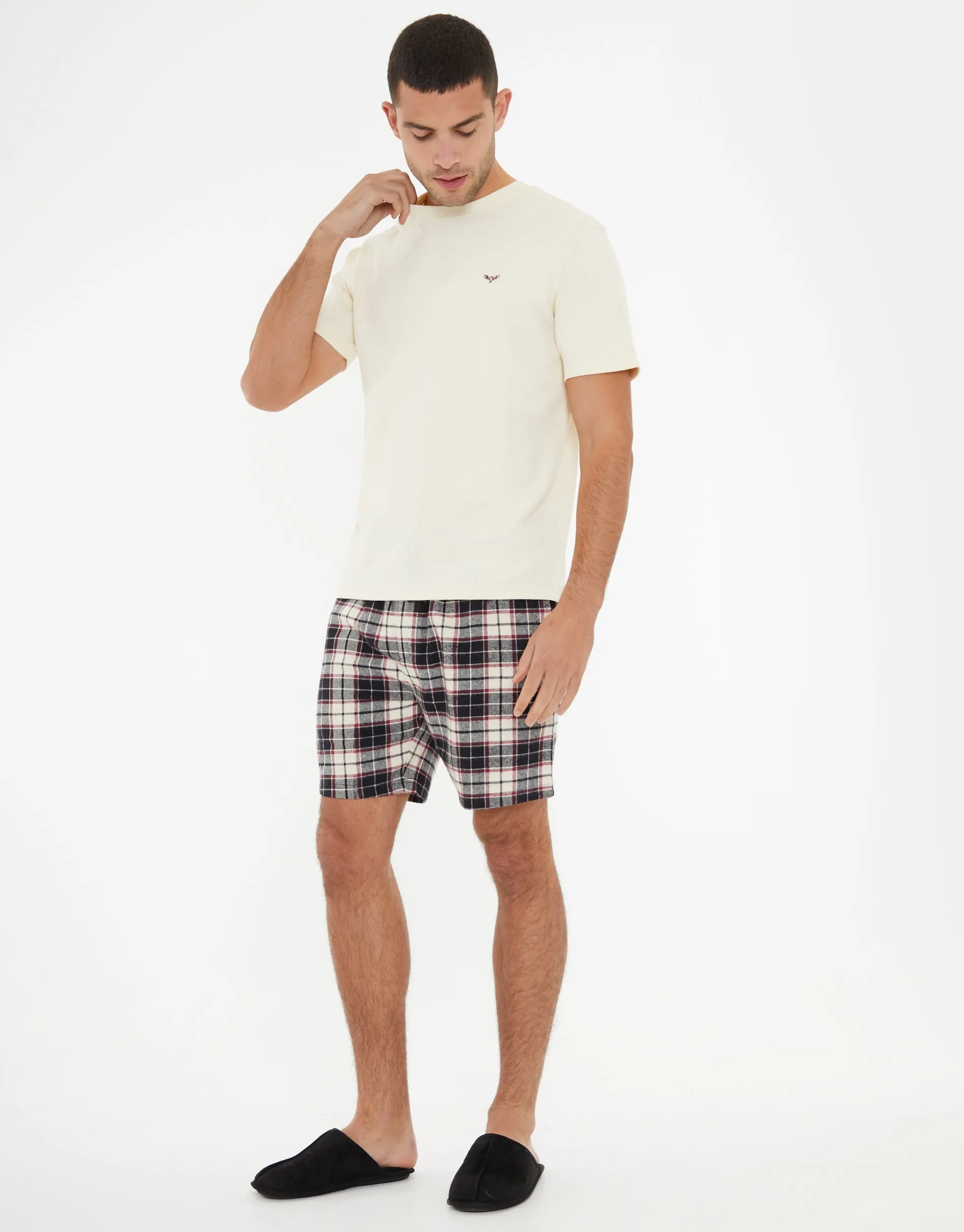Men's Stone Textured T-Shirt & Check Short Pyjamas (2-Piece Set)