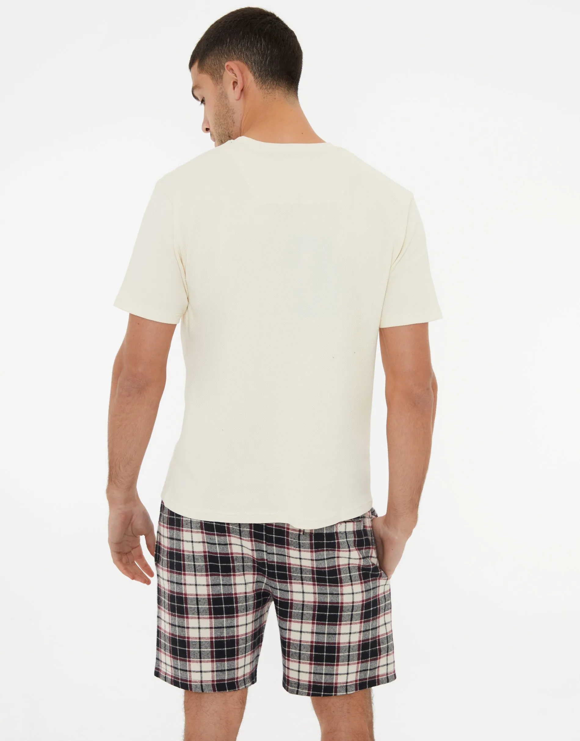 Men's Stone Textured T-Shirt & Check Short Pyjamas (2-Piece Set)