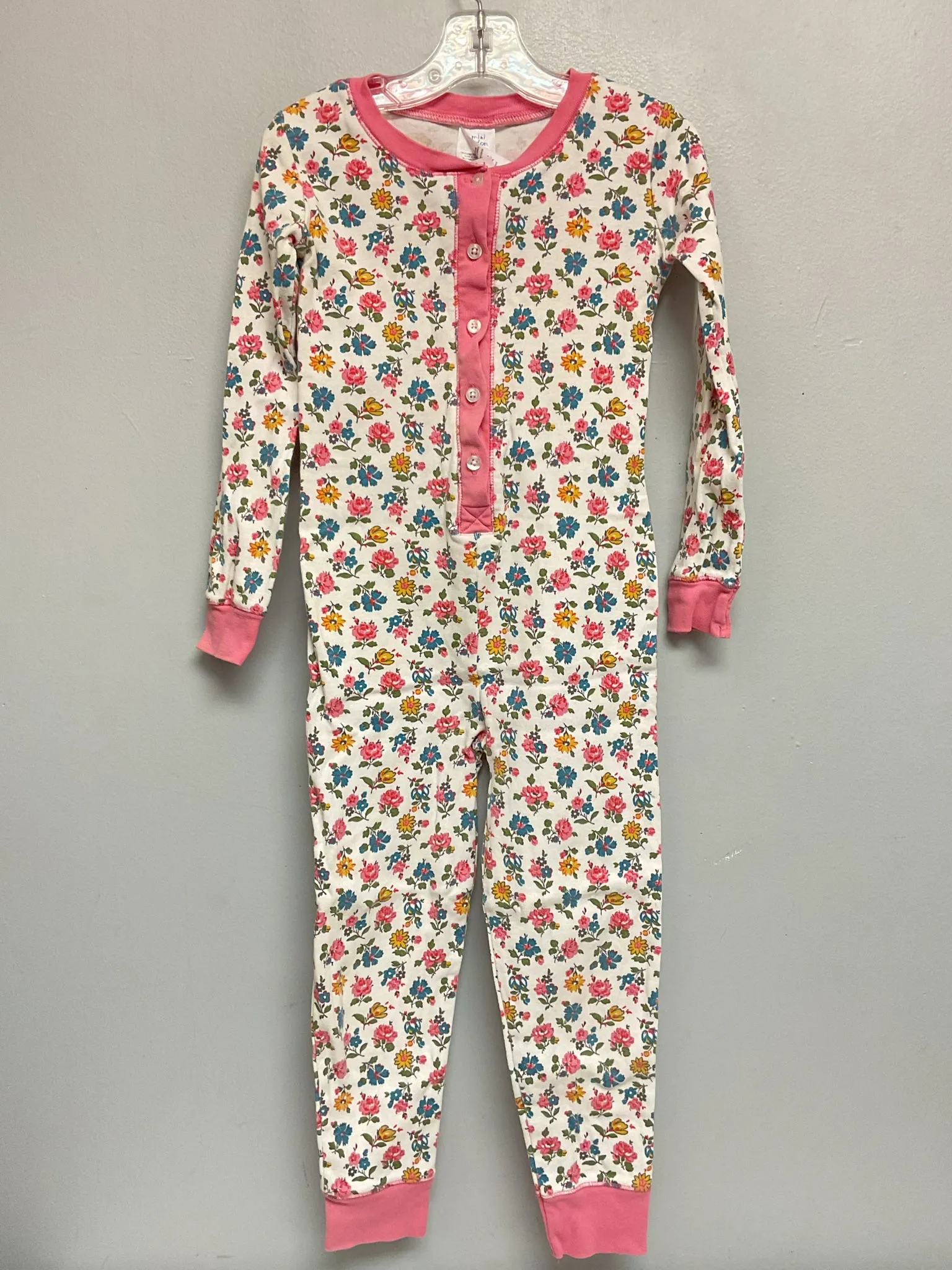 mini Boden Size 6 White & Pink Floral Cotton Girls Pajamas