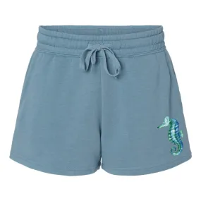 Misty Shore Shorts - Blue Seahorse
