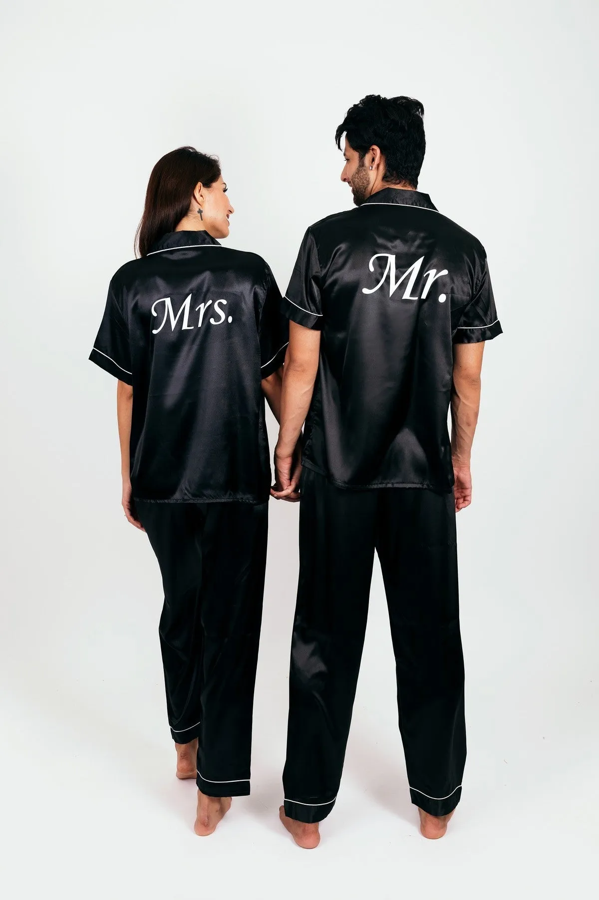 Mr and Mrs Custom Matching Satin Pjs for Couple