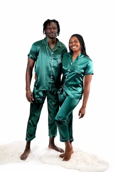 Mr and Mrs Custom Matching Satin Pjs for Couple