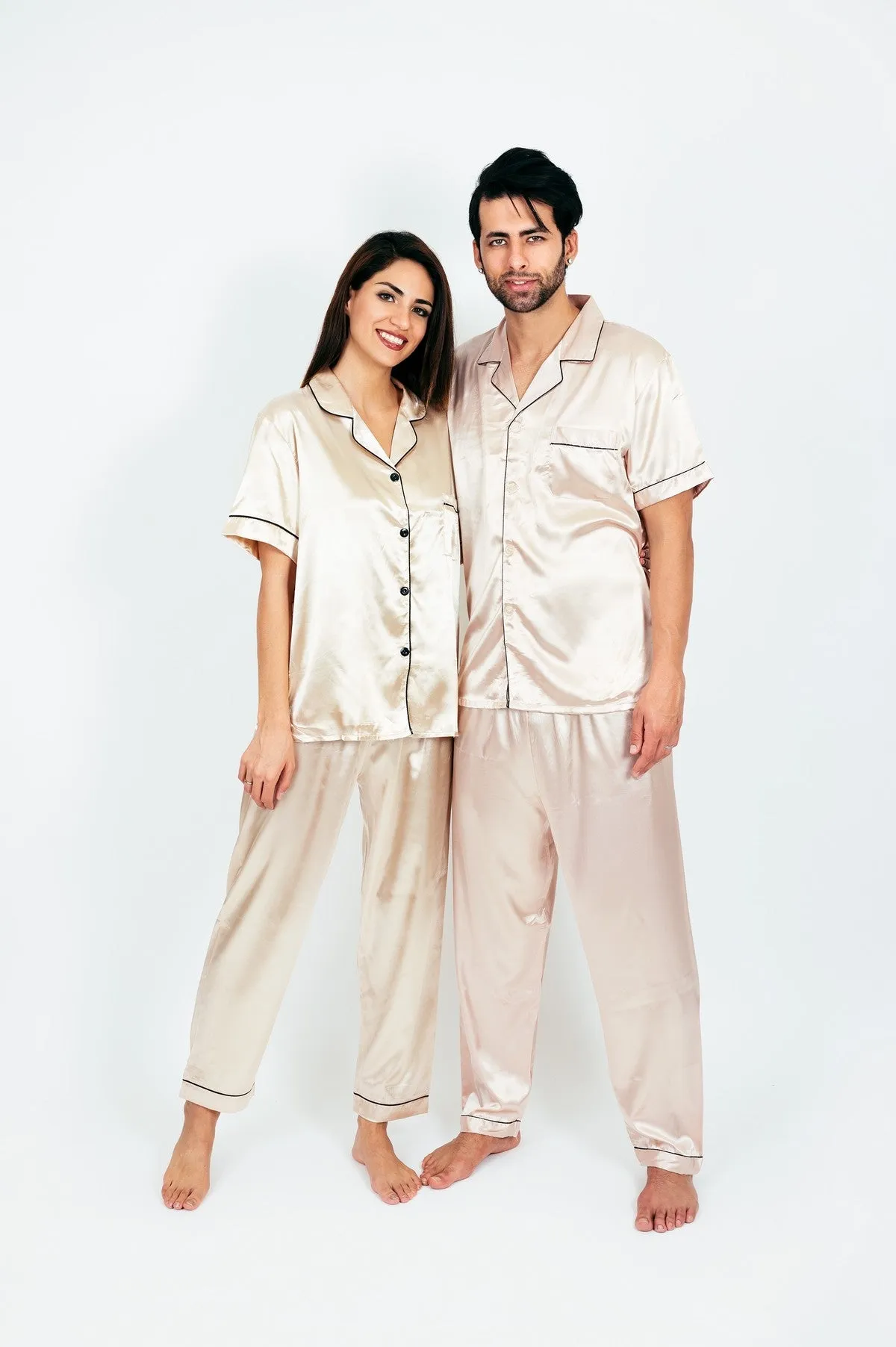 Mr and Mrs Custom Matching Satin Pjs for Couple