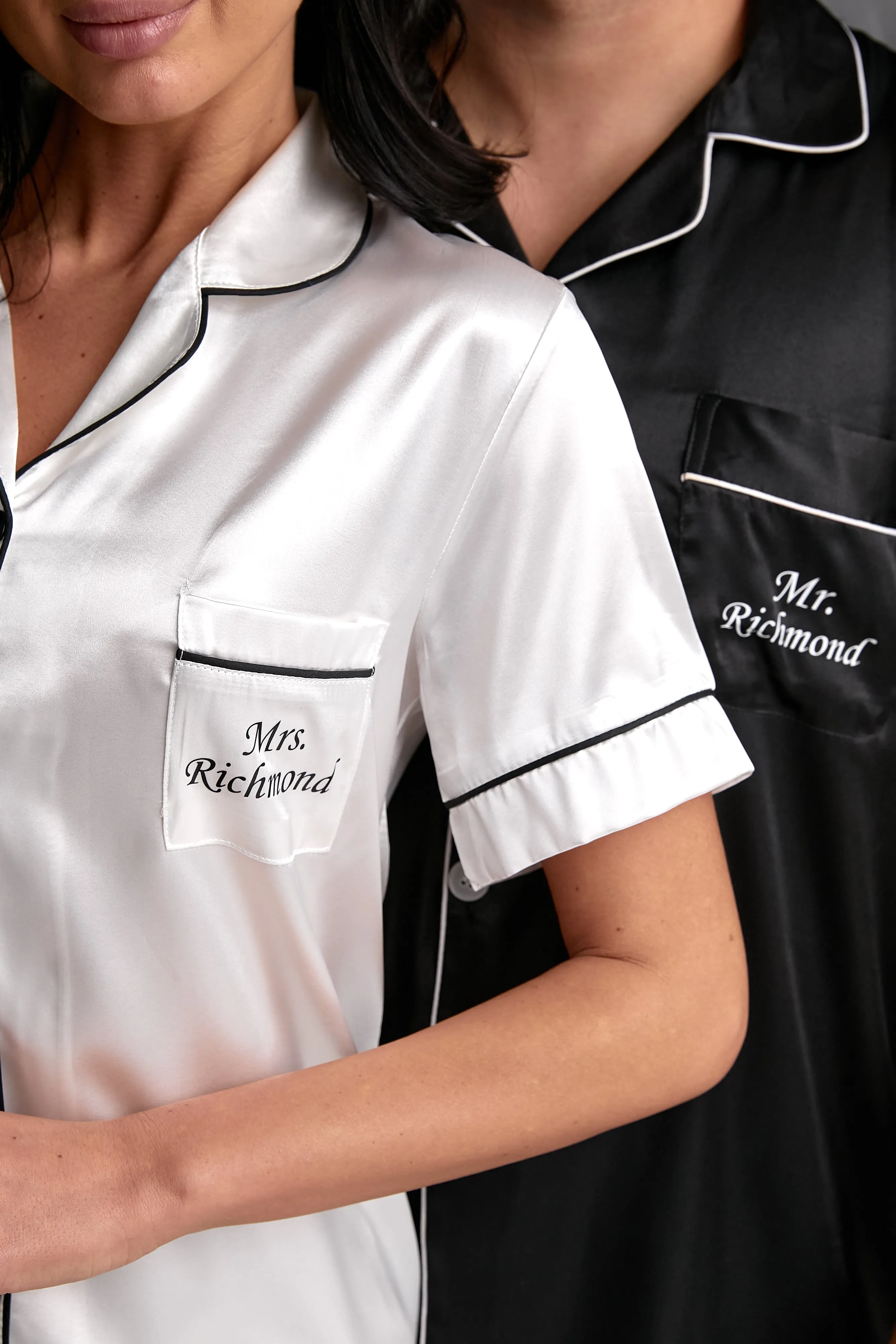 Mr and Mrs Custom Matching Satin Pjs for Couple