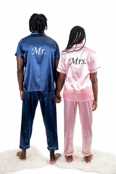 Mr and Mrs Custom Matching Satin Pjs for Couple