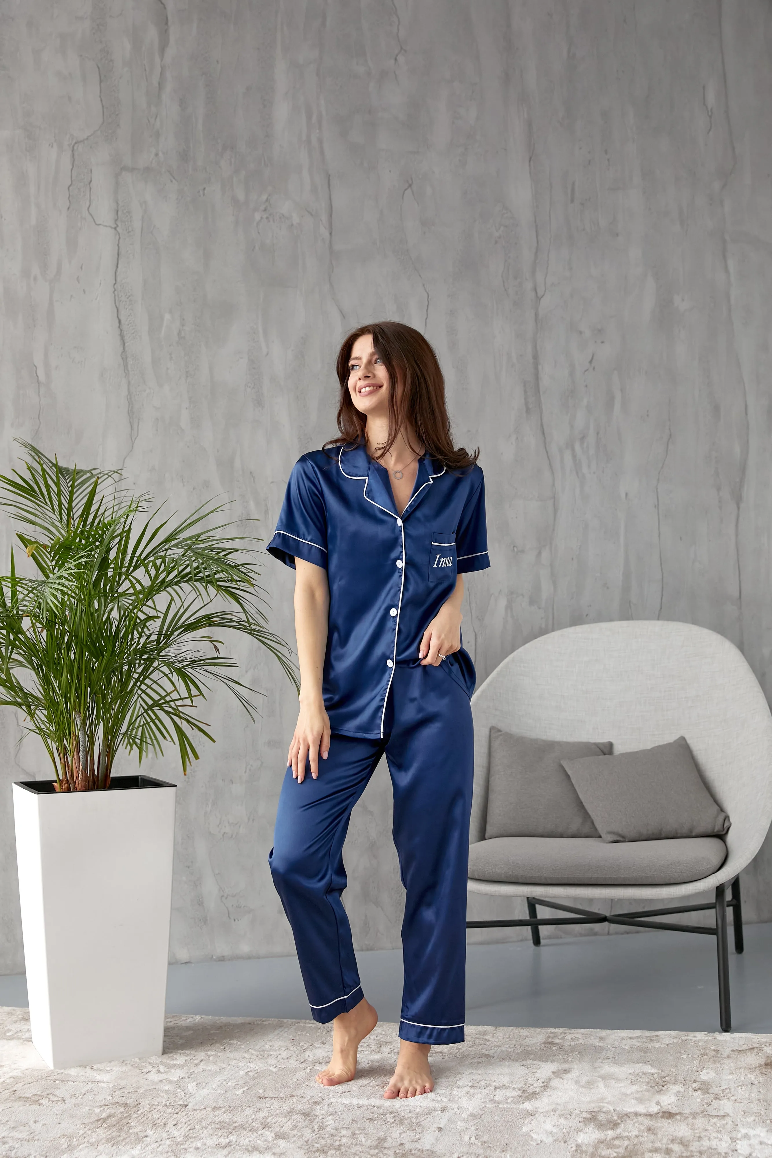 Mr and Mrs Custom Matching Satin Pjs for Couple