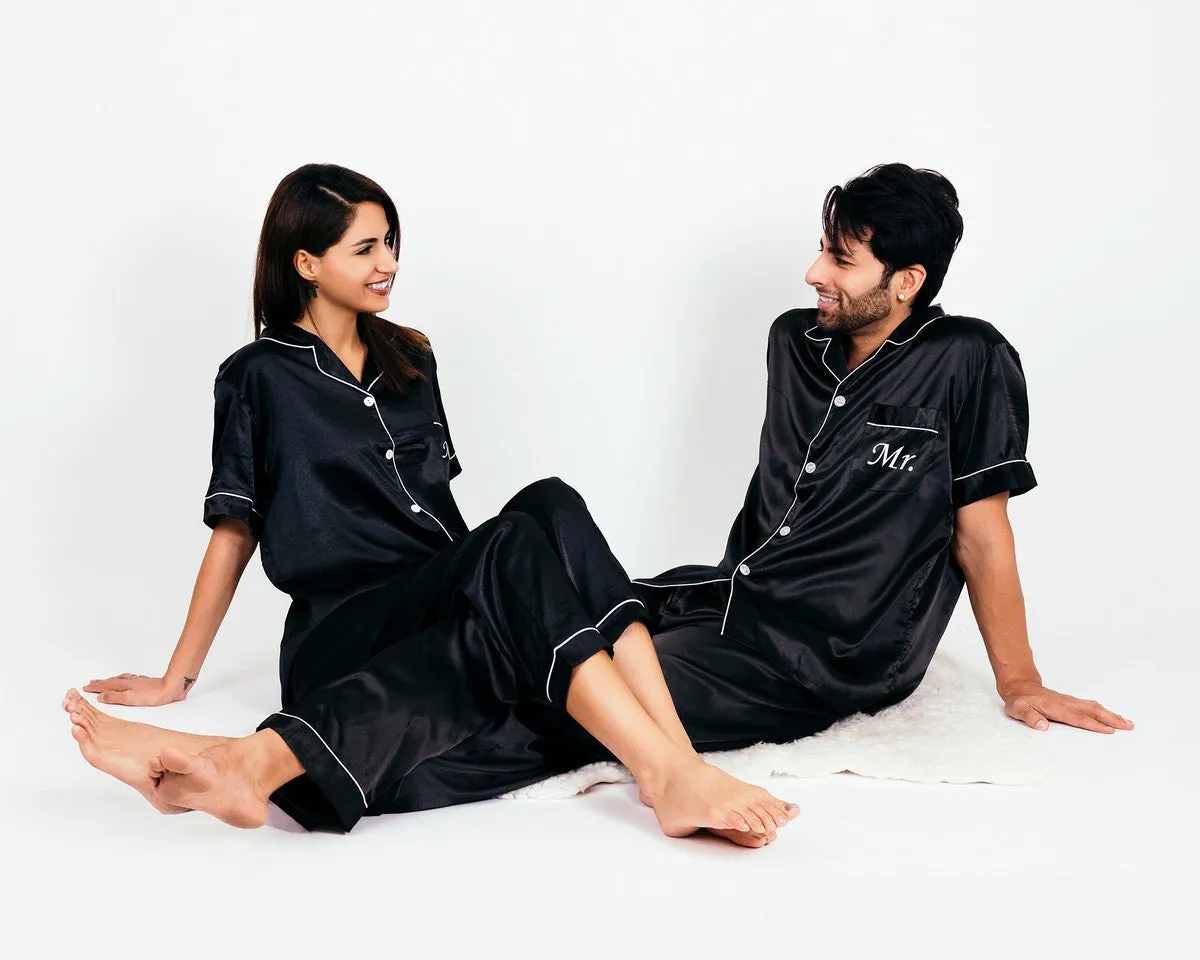 Mr and Mrs Custom Matching Satin Pjs for Couple