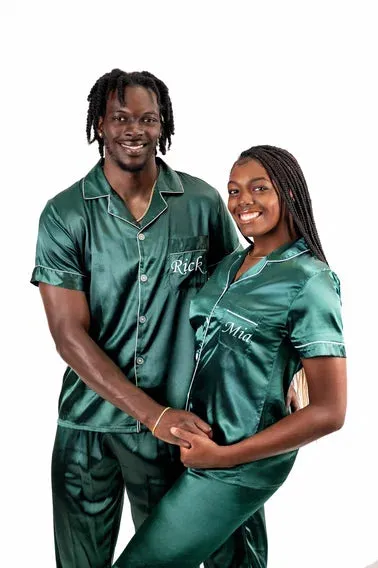 Mr and Mrs Custom Matching Satin Pjs for Couple