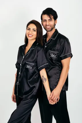 Mr and Mrs Custom Matching Satin Pjs for Couple