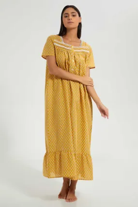 Mustard All-Over Print Nightgown