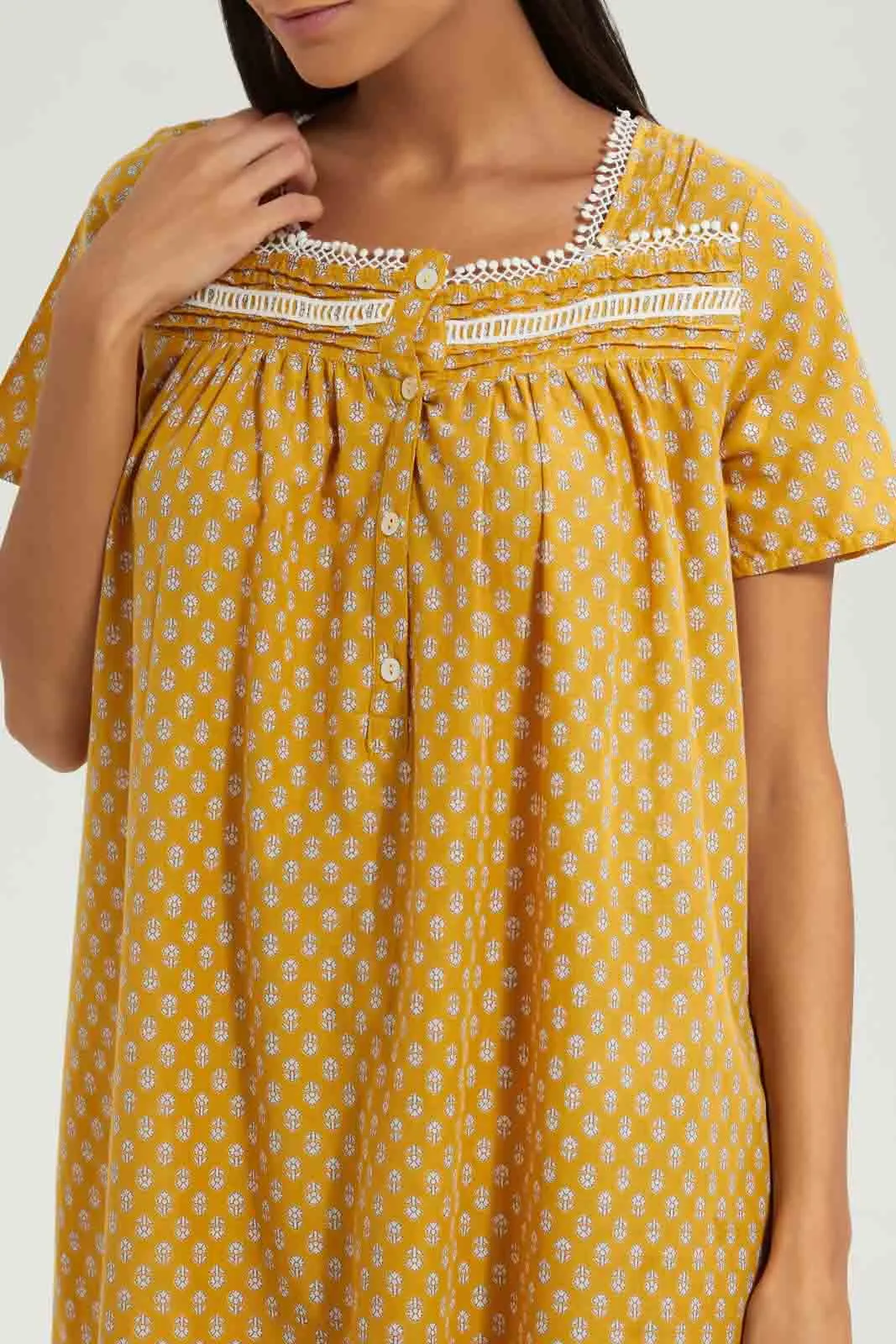 Mustard All-Over Print Nightgown