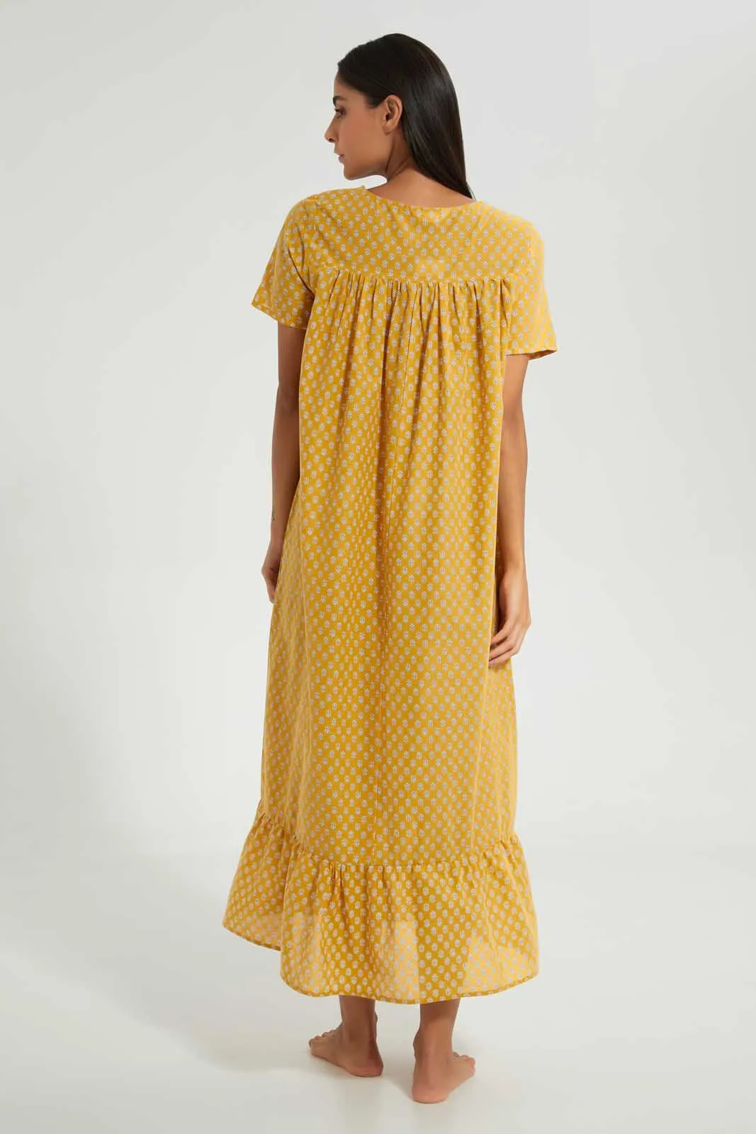 Mustard All-Over Print Nightgown