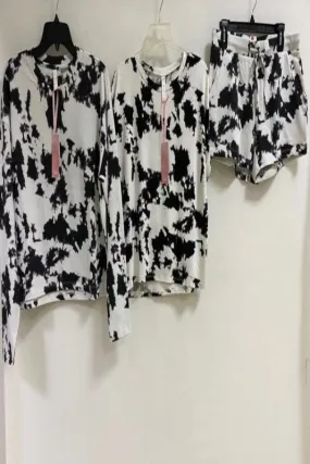NEVER TAKING YOU OFF LOUNGE SET BLACK/WHITE TIE DYE- SHORTS SET