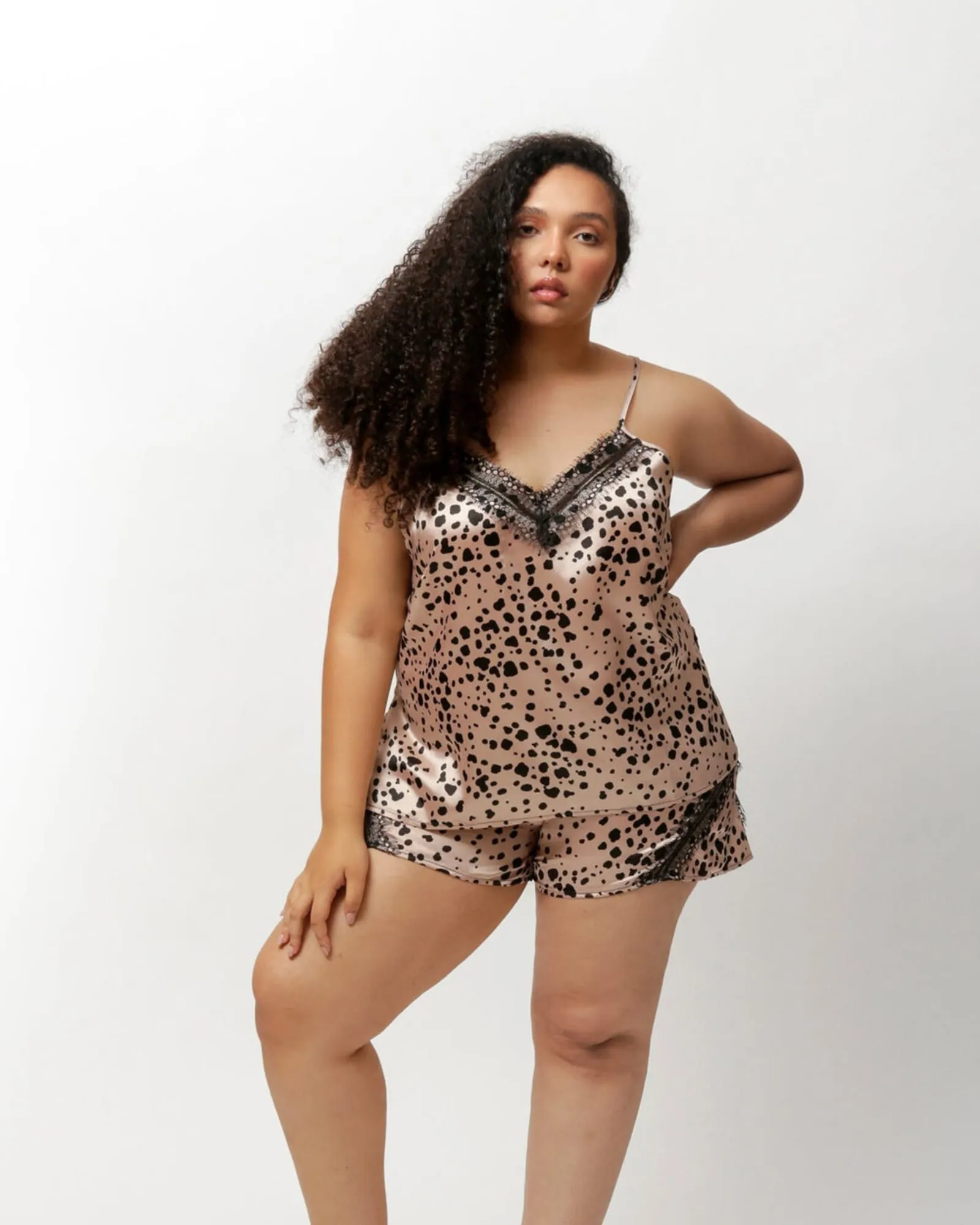 Nicolette Satin Cami and Shorts Sleep Set | Modern Leopard Print
