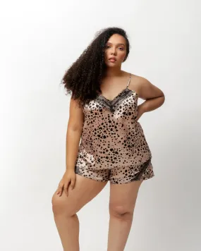 Nicolette Satin Cami and Shorts Sleep Set | Modern Leopard Print