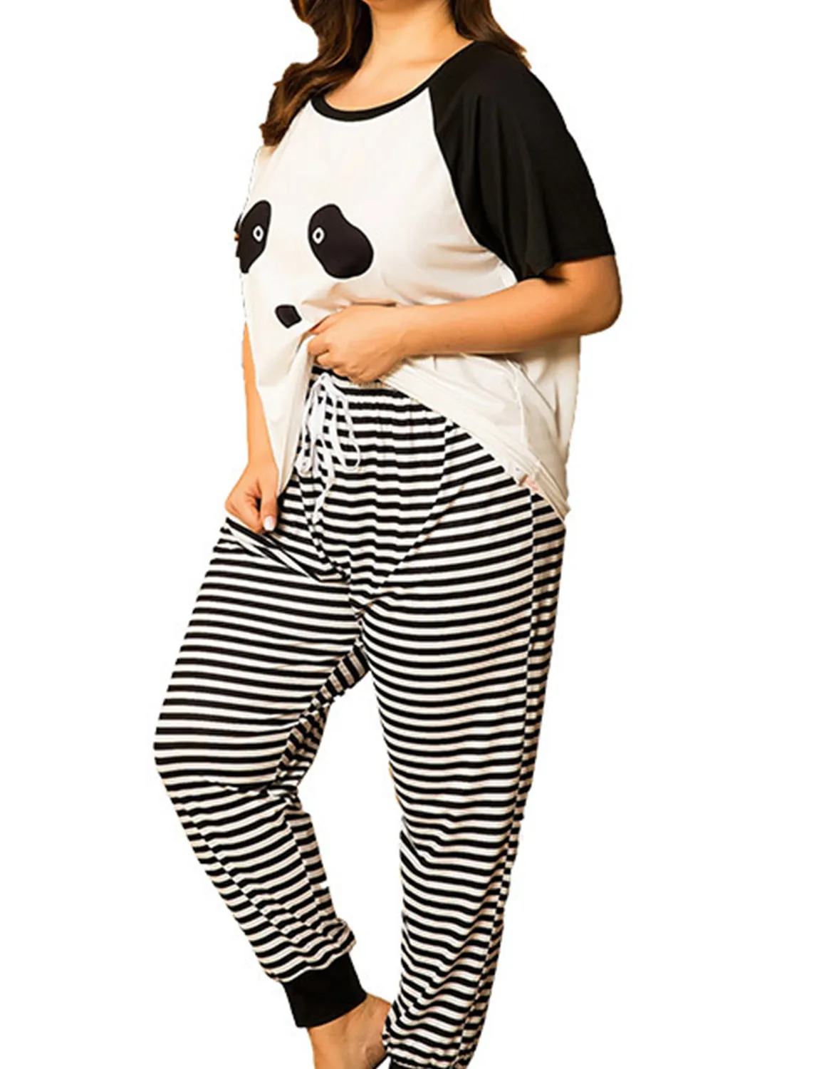 Panda Pattern Women's Plus Size Loungewear Set