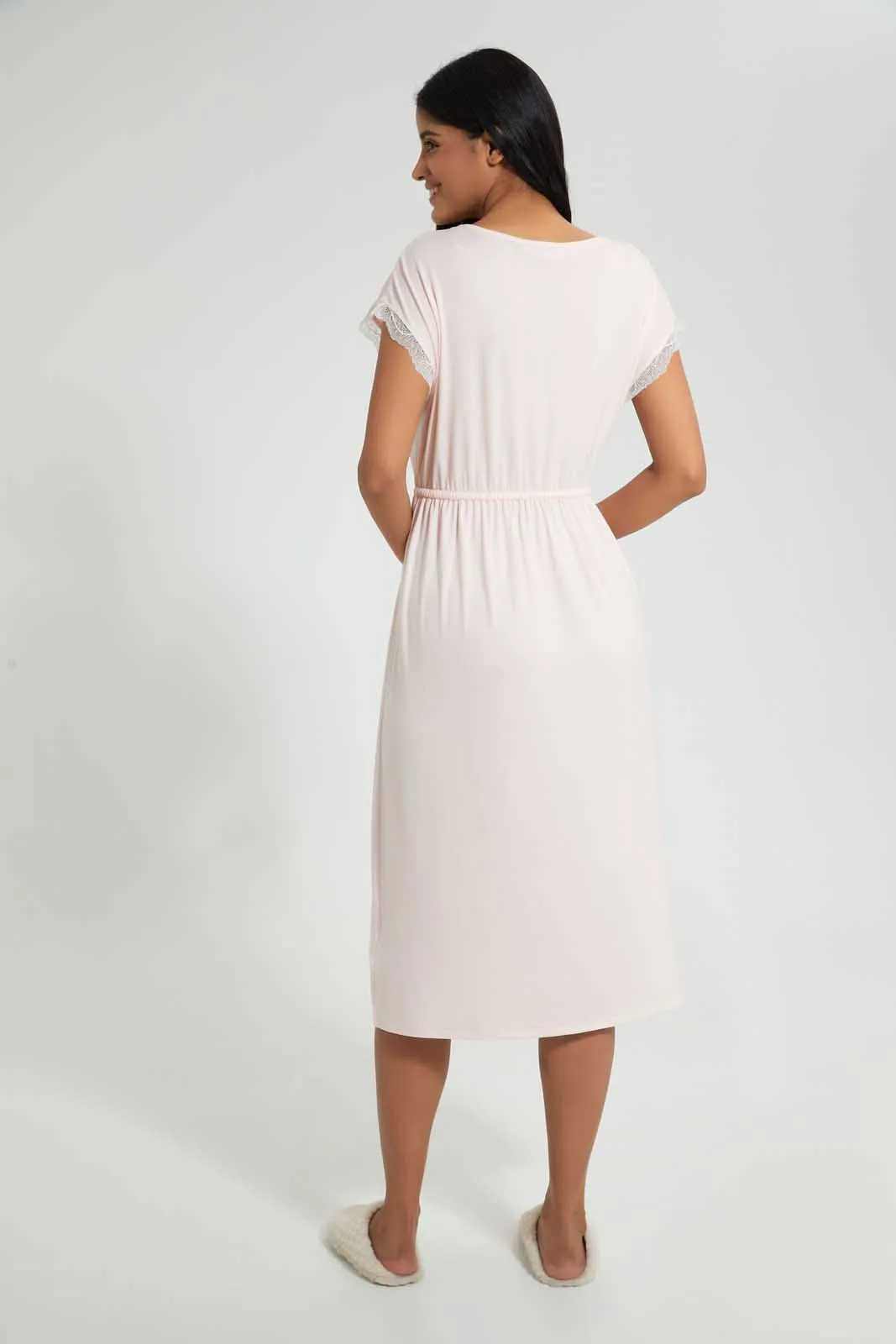 Peach Elasticated Waistband Nightgown