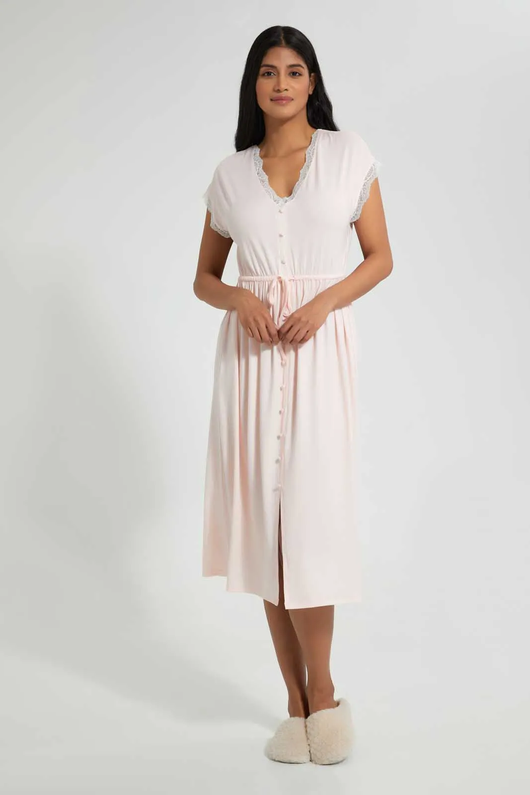 Peach Elasticated Waistband Nightgown