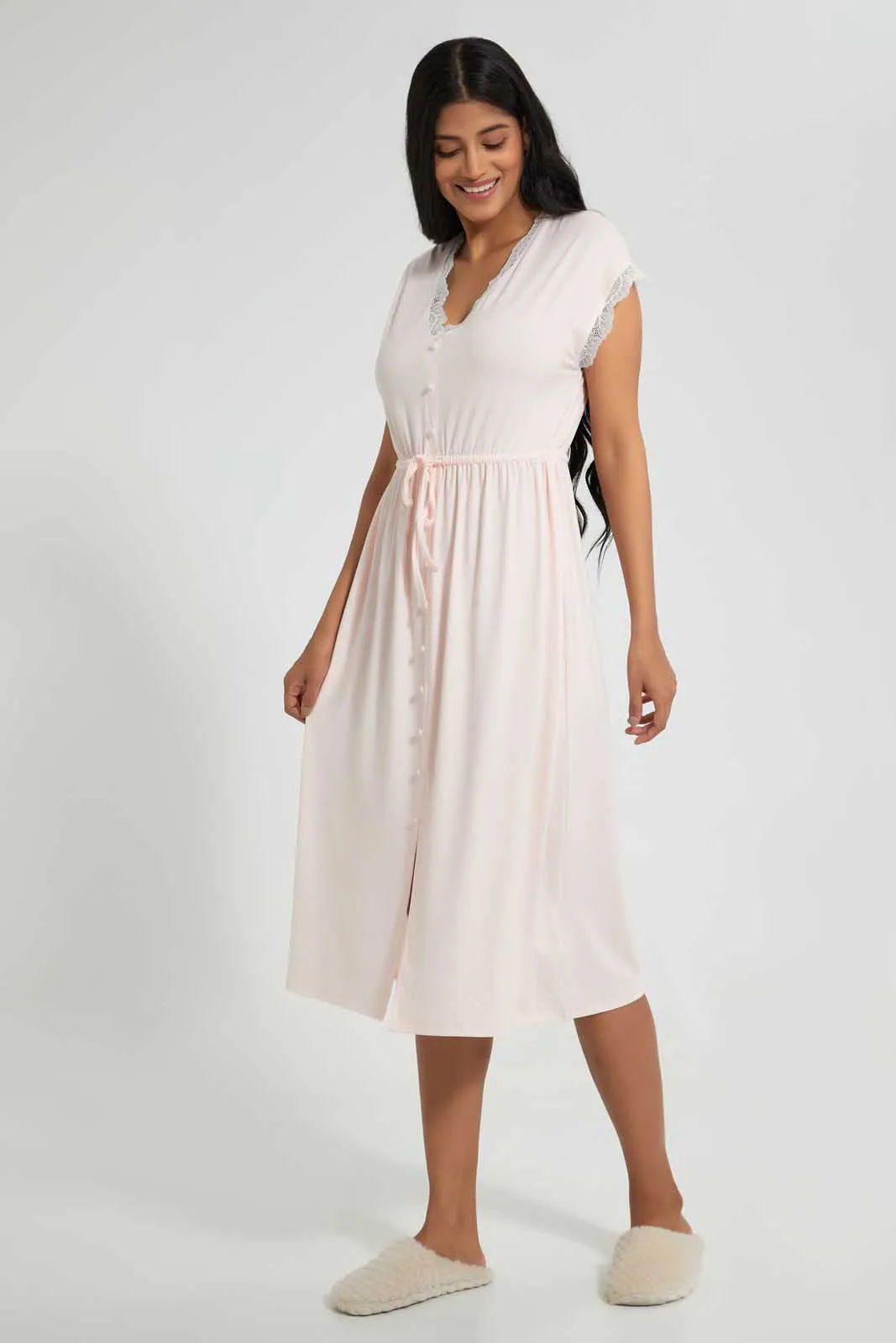 Peach Elasticated Waistband Nightgown