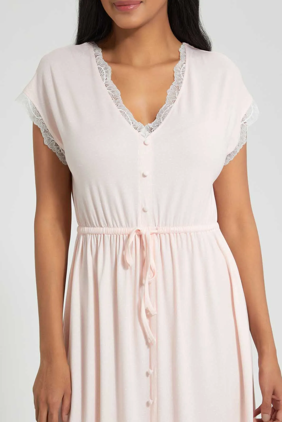 Peach Elasticated Waistband Nightgown